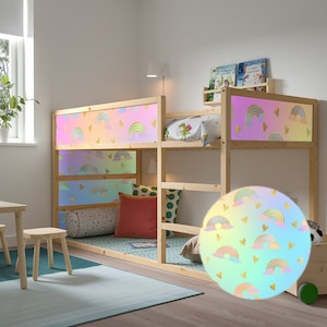 Decals for Kura Bed, Ikea Rainbow Pattern on Bright Gradient/Furniture Decals/ Kura Bed Decals for Girl&#39;s Room/ Ikea Kura Bed Decals Rainbow