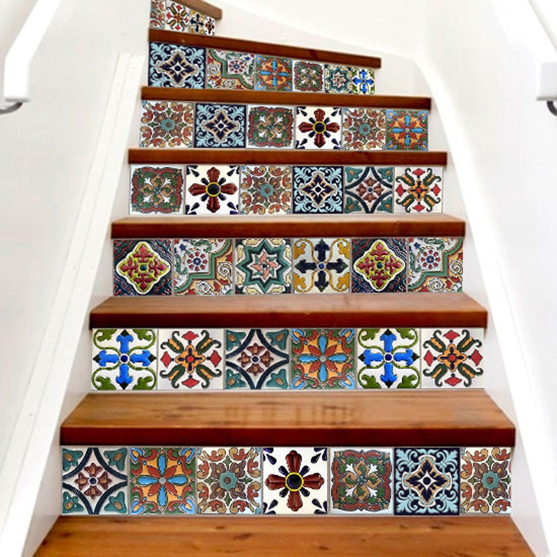 Stair Riser Decals Vinyl Stickers Mexican Talavera Image 0