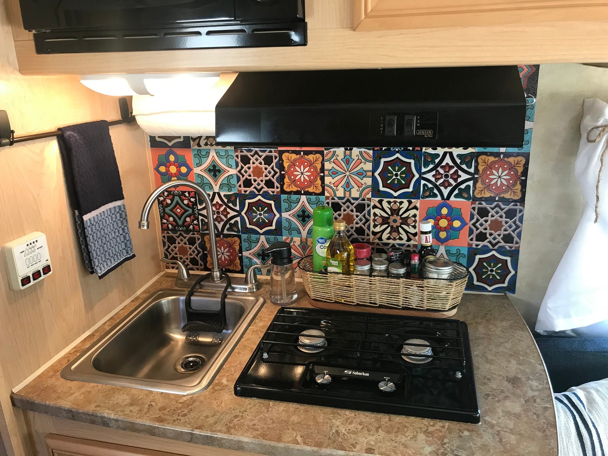 Stair Riser Decals /Vinyl Stickers Mexican Talavera Tile-4/Bathroom Kitchen Backsplash/ Wall Decal/Floor Tile /Removable Peel and Stick Tile