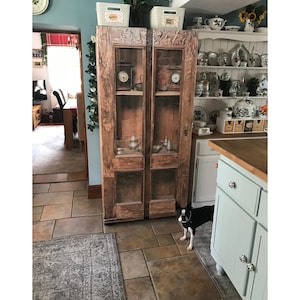 Fridge Vinyl Sticker Antique Cupboard/ Self-Adhesive Vinyl Refrigerator Decal/ Side-by-side Fridge Wrap/ Refrigerator Wrap/Retro Fridge Wrap