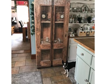 Fridge Vinyl Sticker Antique Cupboard/ Self-Adhesive Vinyl Refrigerator Decal/ Side-by-side Fridge Wrap/ Refrigerator Wrap/Retro Fridge Wrap
