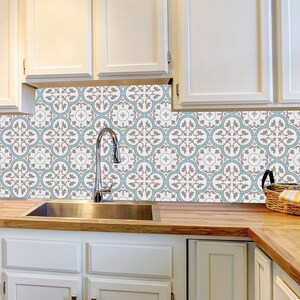 Stair Riser Decal/Vinyl Tile Stickers *Artistic Blue*/ Set 12/24/36 pcs/ Peel and Stick Backsplash/ Vinyl Floor/Removable Peel & Stick Tiles