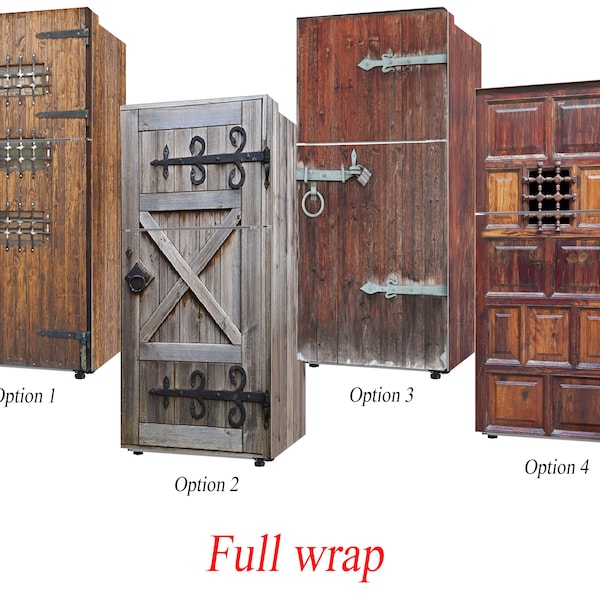 Fridge Vinyl Sticker *Old Wooden Door*/ Self-Adhesive Vinyl Refrigerator Decal / Fridge Wraps / Refrigerator Wrap