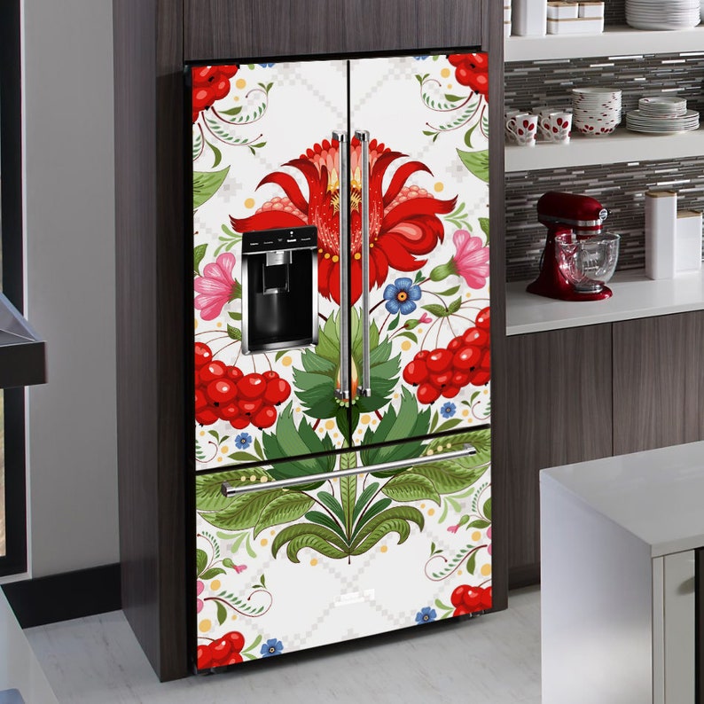 Magnetic Dishwasher Cover Folk Floral Ornament/ Ethnic Dishwasher Cover/Fridge Wraps/Dishwasher Vinyl Skin/Ukrainian Fridge Dishwasher Decal