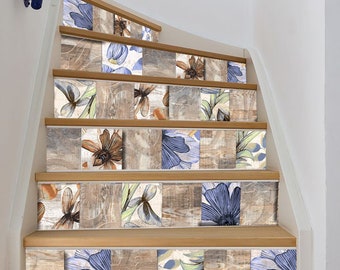 Stair Riser Decals /Vinyl Stickers *Decorative Tiles/ Bathroom Kitchen Backsplash/ Wall Stickers /Floor Tile / Removable Peel and Stick Tile