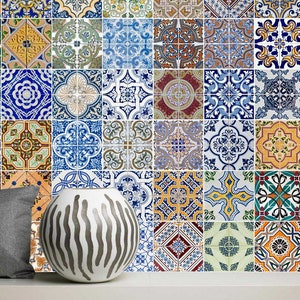 Stair Riser Decals /Vinyl Stickers Traditional Portuguese Morocco Tiles / Peel and Stick Backsplash Kitchen / Removable Peel and Stick Tile