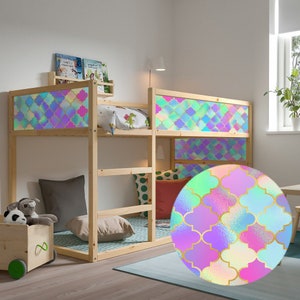 Decals for Kura Bed, Ikea, Bright Shiny Quatrefoil Pattern /Furniture Decals/ Ikea Style Bed /Vinyl decals for Kid&#39;s Bed Panels/Peel & Stick