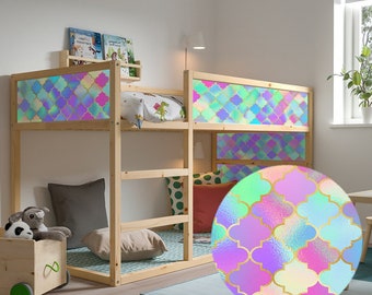 Decals for Kura Bed, Ikea, Bright Shiny Quatrefoil Pattern /Furniture Decals/ Ikea Style Bed /Vinyl decals for Kid's Bed Panels/ Waterproof