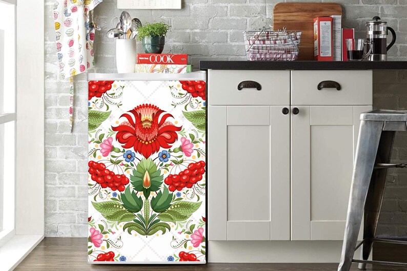 Magnetic Dishwasher Cover Folk Floral Ornament/ Ethnic Dishwasher Cover/Fridge Wraps/Dishwasher Vinyl Skin/Ukrainian Fridge Dishwasher Decal