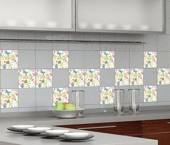 Laminated Vinyl Stickers on Tiles Provence / Set 4 | Etsy