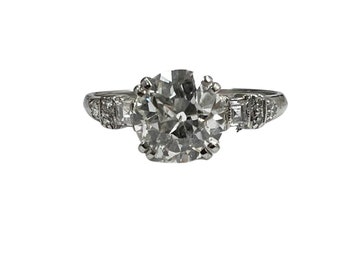Antique GIA 1.21 ct Old European I SI1 Diamond Engagement Platinum Ring Art Deco