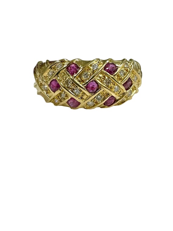 Estate 1/2 ctw Genuine Ruby & Diamond Interwoven B