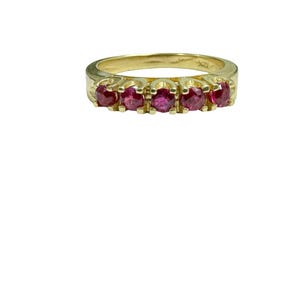 Estate 1/2 ctw Natural Ruby Stackable Band Ring 14k Yellow Gold Vintage