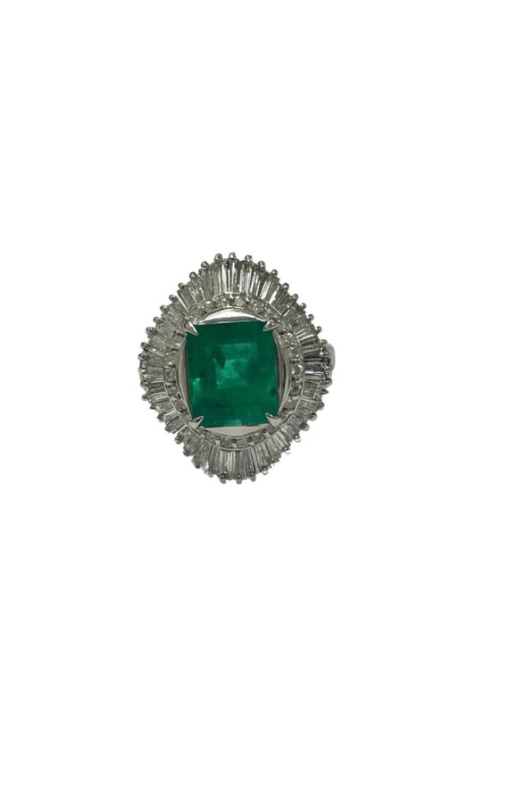 Estate GIA Certified Colombian Emerald Baguette D… - image 1