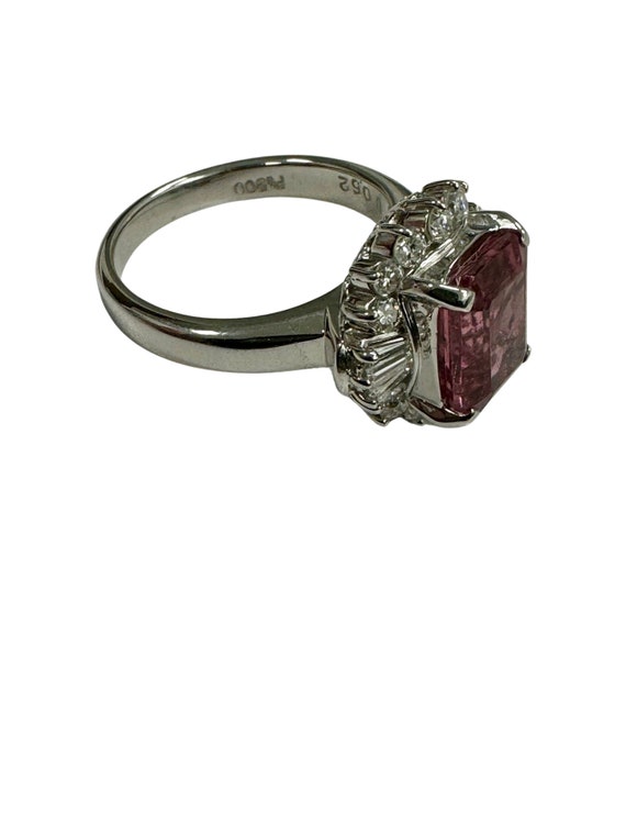 Estate Platinum 3 ctw Pink Tourmaline & Diamond B… - image 4