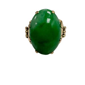 Estate 14k Yellow Gold Jade Cocktail Ring Vintage