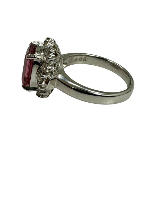 Estate Platinum 3 ctw Pink Tourmaline & Diamond B… - image 3