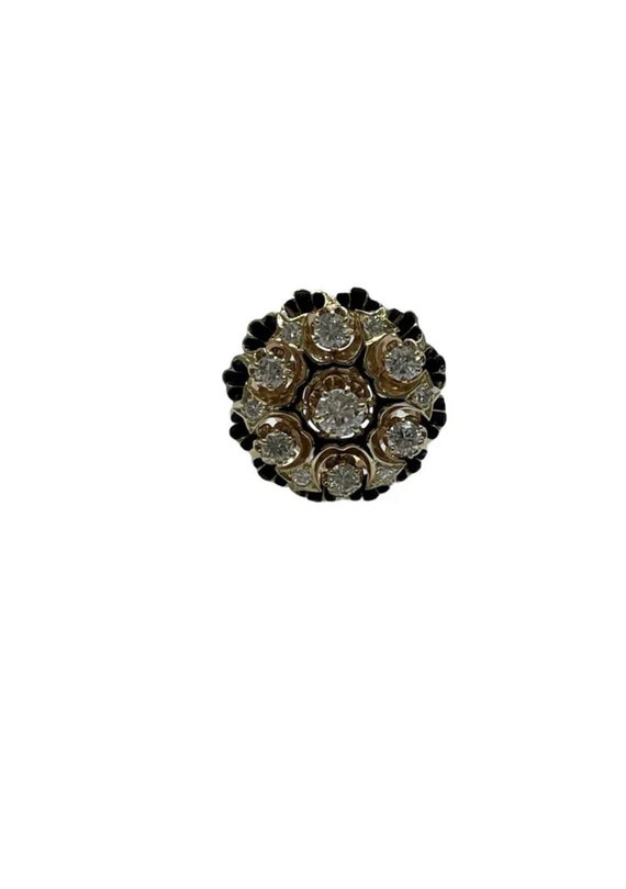 Estate 2 ctw Diamond & Black Enamel Starburst Ring