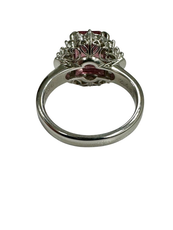 Estate Platinum 3 ctw Pink Tourmaline & Diamond B… - image 5