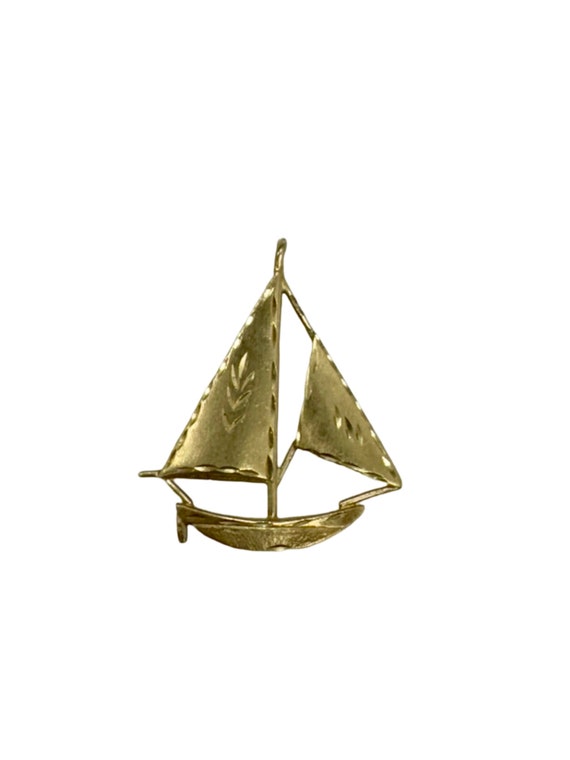 Vintage Nautical 14k Yellow Gold Sailboat Pendant 