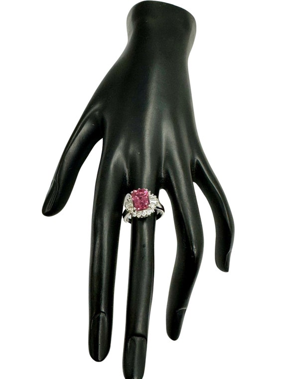 Estate Platinum 3 ctw Pink Tourmaline & Diamond B… - image 6