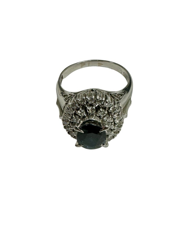 Vintage 2.04 ctw Oval Blue Sapphire Round Diamond… - image 2