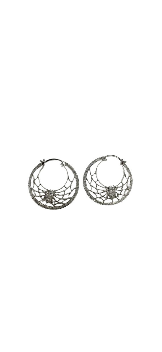 1.50 ctw Genuine Diamonds Spider Web Hoop Earrings