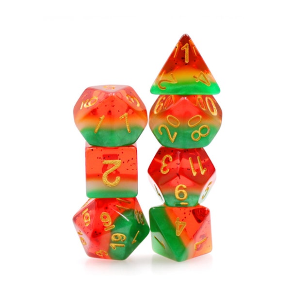 Watermelon dice translucent  Polyhedral dice Set DnD watermelon Dungeons and dragons table top role playing dice dungeons and dragons d20