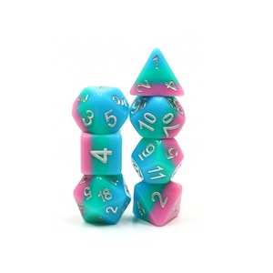 Sakura Matcha 7 Pièces Dés en résine polyédrique Set DnD Donjons et dragons jeu de dés path finder jeu de dés d20 Jeu de dés en couches pastel d20 d6