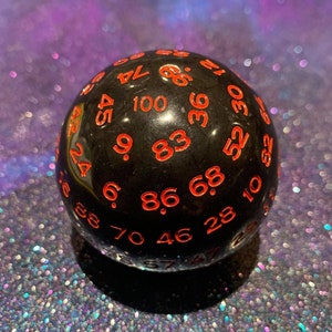 D100 nero e rosso - dadi a cento (100) facce per DnD, Dungeons and Dragons, giochi da tavolo e TTRPGS - dadi percentili