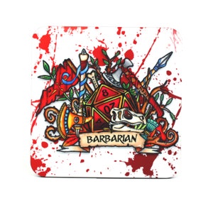 Dungeons and Dragons Barbarian class  coaster - barbarian D20 gift Dnd - critical role barbarian - barbarian dice set - dungeon master gifts