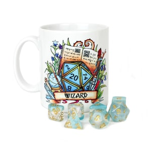 Dungeons and Dragons DnD Zaubererklasse Tasse Personalisierte D & D Klasse kritische Rolle Zauberer D20 Dungeon Party Geschenk wegfinder kritsche Rolle Würfel