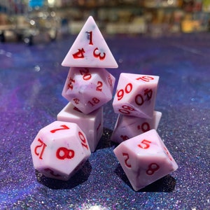 Pink Edge - Sharp edges pink coloured polyhedral dice Set for DnD, Dungeons and Dragons and table top role playing games