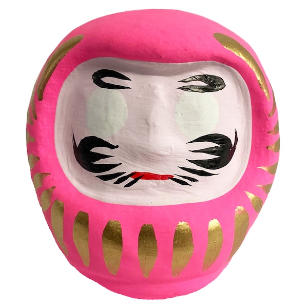 5cm Pink Japanese Daruma Lucky Doll - Hand Painted Artisanal Papier Mache Good Luck in Romance & Marriage Valentines Gift - Made in Japan