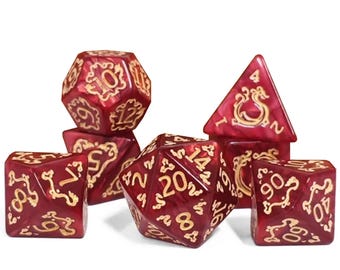 Set di dadi poliedrici con design del drago orientale rosso per Dungeons & Dragons