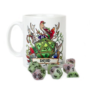 D&D マグカップ パーソナライズされたドルイド DnD クラスギフト ダンジョンズ&ドラゴンズ ボードゲーム パスファインダー クリティカルロールギフト オタク向けゲームギフト ドルイドダイス RPG