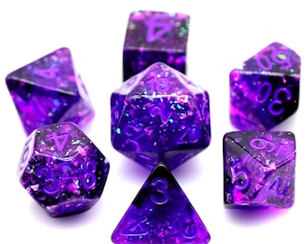 Amethyst Blatt Gold Glitzer Foil Würfel Set für Dungeons & Dragons