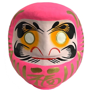 12cm Pink Japanese Daruma Lucky Doll - Hand Painted Artisanal Papier Mache Good Luck in Romance & Marriage Valentines Gifts from Japan