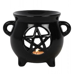 Pentagram Black Cauldron Burner and Wax Melt warmer - Cauldron wax warmer - cauldron oil burner - witches cauldron - potions oil burner gift