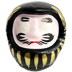 5cm Black Japanese Daruma Lucky Doll - Hand Painted Artisanal Papier Mache Protection & Good Luck in Business  Gift - Handmade in Japan