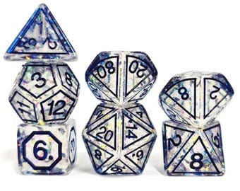 Blauer Zauberstein Design Glitter Polyedrischen Würfel Set für Dungeons & Dragons