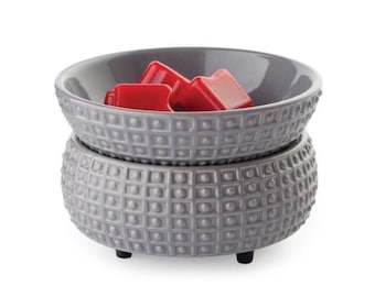 Slate Grey (Gray) Moroccan Textured 2-IN-1 electric wax melt & candle warmer - fragrance warmer - home fragrance wax melt burner, home decor