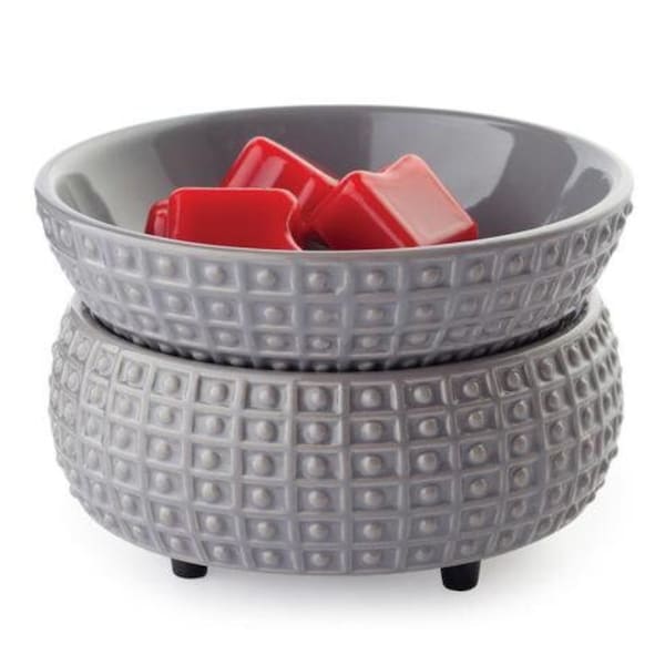 Slate Grey (Gray) Moroccan Textured 2-IN-1 electric wax melt & candle warmer - fragrance warmer - home fragrance wax melt burner, home decor