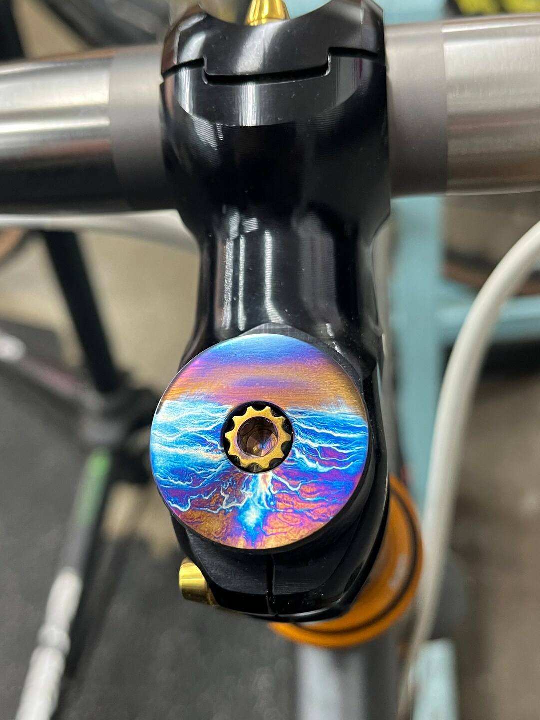 Dual Anodized Titanium Bicycle Stem/top Cap Bespoke and Handmade - Etsy