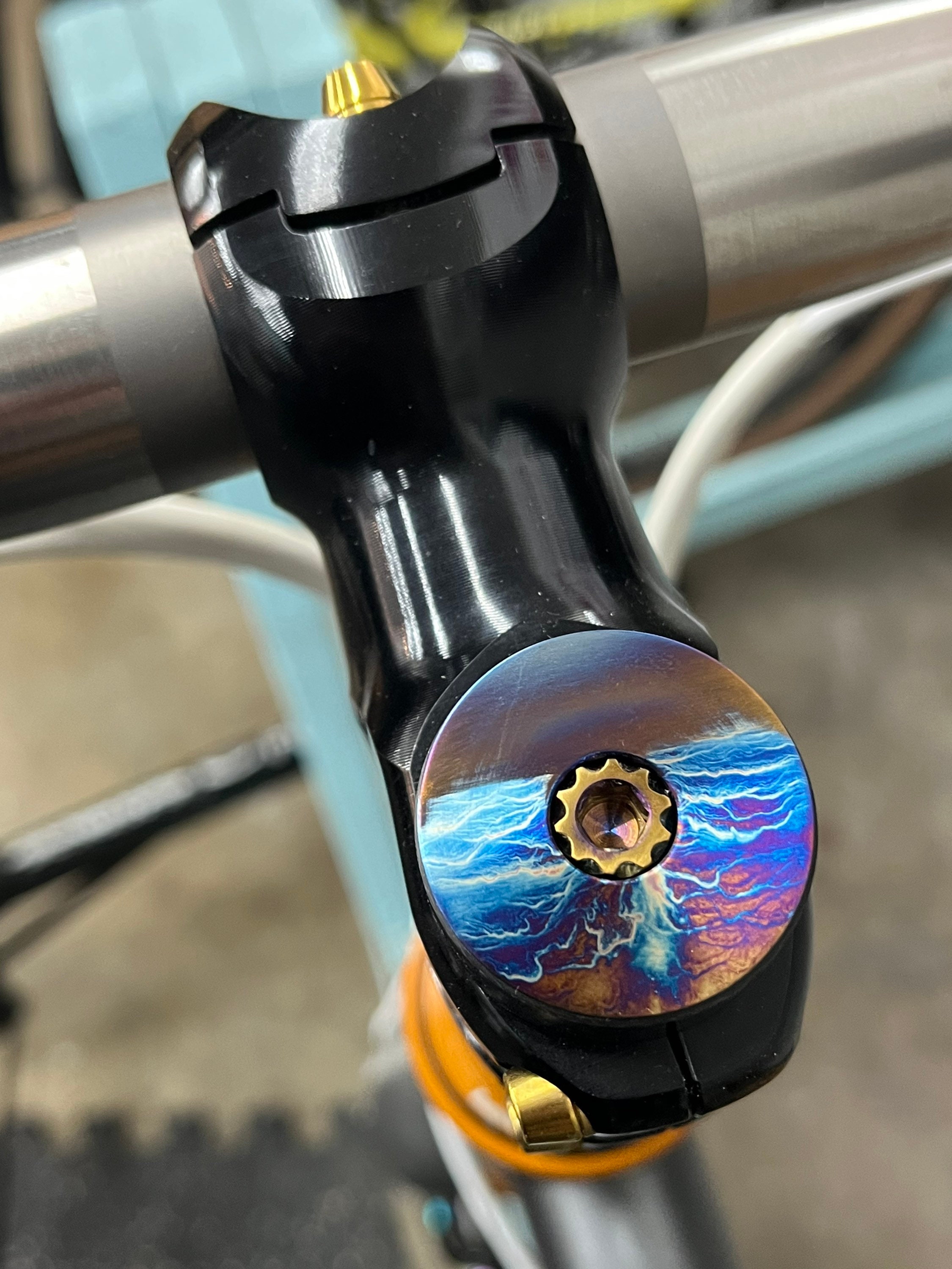 klein meloen Leeuw Bespoke Titanium fiets stuurpen/top cap Handgemaakt - Etsy België