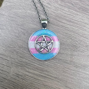Pentagram Pride Flag Pendant necklace: Lesbian, Bi, Trans, Non Binary, Pan, Asexual