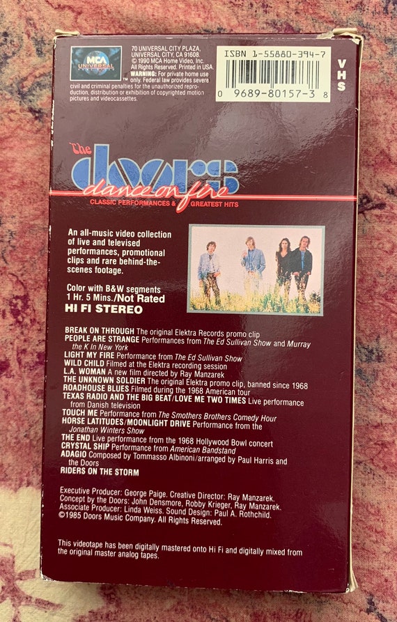 The Doors Dance With Fire Performance Vhs Tape Video Movie 60 S Hippie Rock Blues Music