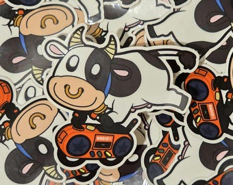 Cow Racer Sticker