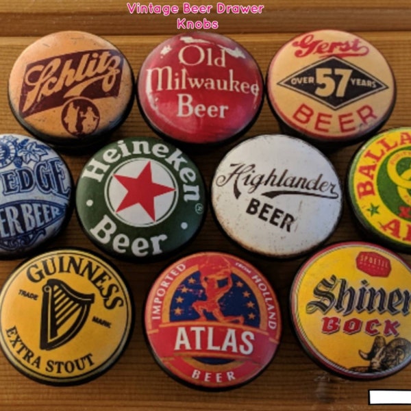 Pomo de madera vintage con forma de cerveza, tamaño 1.5, ideal para garaje o taller, regalo para hombre, Día del Padre, estilo rústico, hecho a mano en EE. UU.