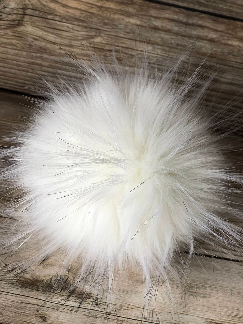 Fake Fur Pom Pom Large Faux Fur Pom Pom Wine Pom Pom Snap On Raccoon Pom Pom for Hat Toque Cruelty Free White Pom Pom 7